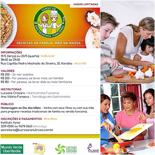 CURSO DE GASTRONOMIA FUNCIONAL - RECEITAS DE FAMÍLIA.
Últimas vagas para a turma de amanhã. 
Venha viver esta experiência e compartilhar com a família e amigos.
Inscrições no Instituto Ajnar: (34) 3219-0500
#NutriçãoFuncional #NutriçãoIntegrada #SaúdePlena #CursoDeGastronomia #GastronomiaFuncional #CursoDeGastronomiaFuncional #InstitutoAjnar #MundoVerdeUberlândia #SacolãoDiaaDia #ReceitasDeFamília